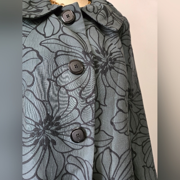 BAIA- Dark Teal Dress Jacket With Black Floral Print. Size 8 - Picture 3 of 13